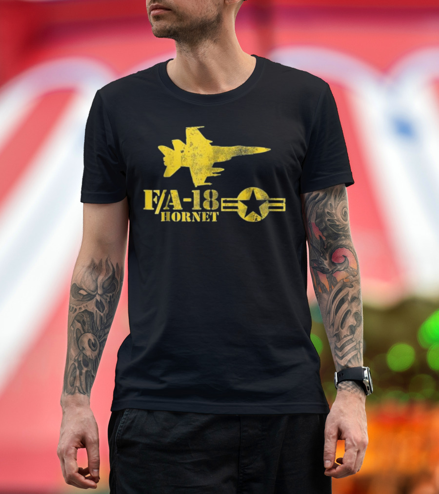 FA-18 Hornet Navy Fighter Jet Star Emblem T-Shirt