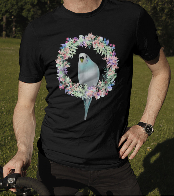 Cute Budgie Parakeet Parrot Floral Wreath For Women T-Shirt