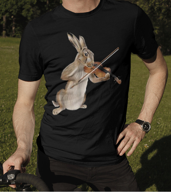 Hare Playing The Fiddle Violin Rabbit T-Shirt