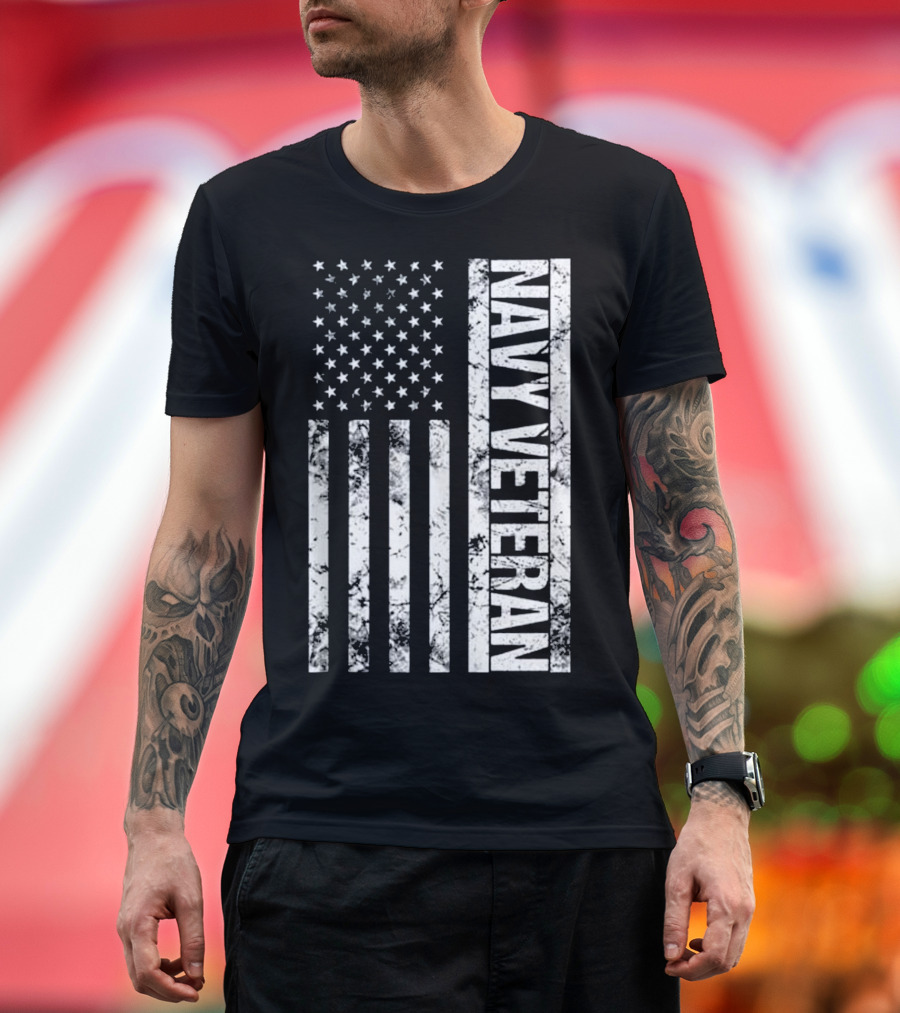 Navy Veteran US Flag Patriotic Sleeveless T-Shirt