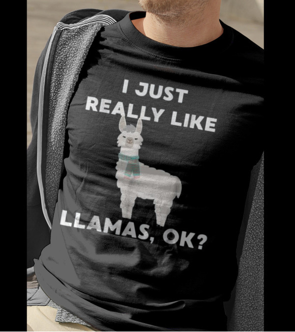 I Just Really Like Llamas Ok Funny Llama Wearing Scarf T-Shirt