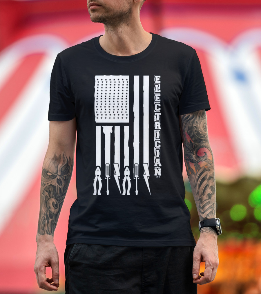 Electrician Tools USA Flag T-Shirt