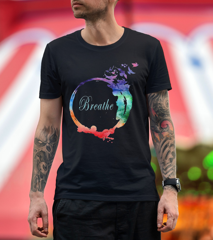 Breathe Heavenly Breath with Nat Colorful Artistic Circle T-Shirt