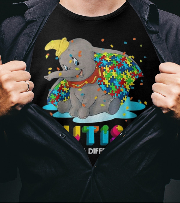 Autism Walking A Different Path Puzzle Piece Elephant T-Shirt