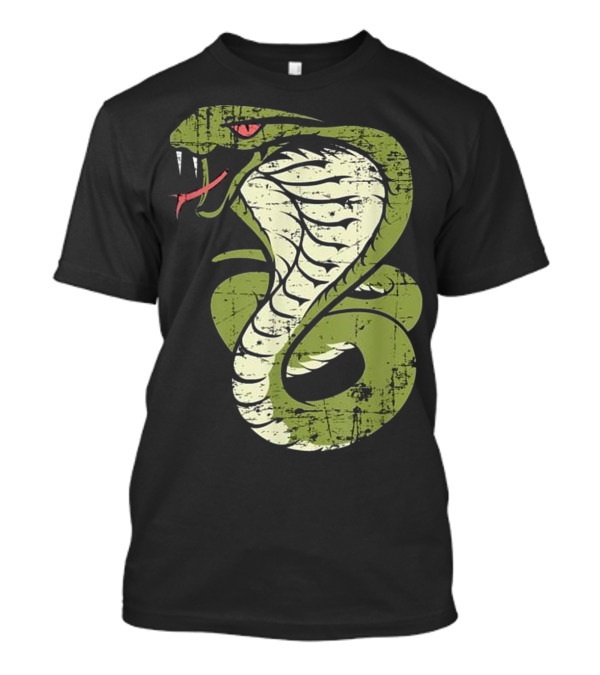 King Cobra Hissing Distressed Snake Lov Iconic Green T-Shirt