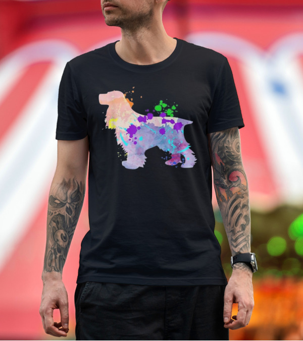 Premium T-Shirt: English Cocker Spaniel Watercolor Splatter T-Shirt English Cocker Spaniel Watercolor Splatter T-Shirt
