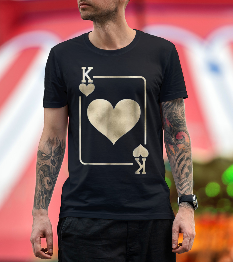King of Hearts Playing Card K Hearts Gold Hallowe T-Shirt