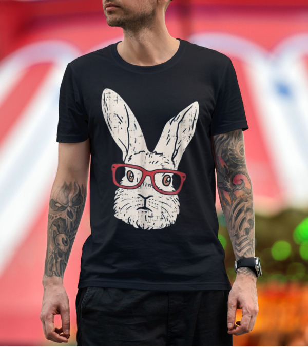 Premium T-Shirt: Bunny Glasses Funny Rabbit Cool Nerd T-Shirt Bunny Glasses Funny Rabbit Cool Nerd T-Shirt