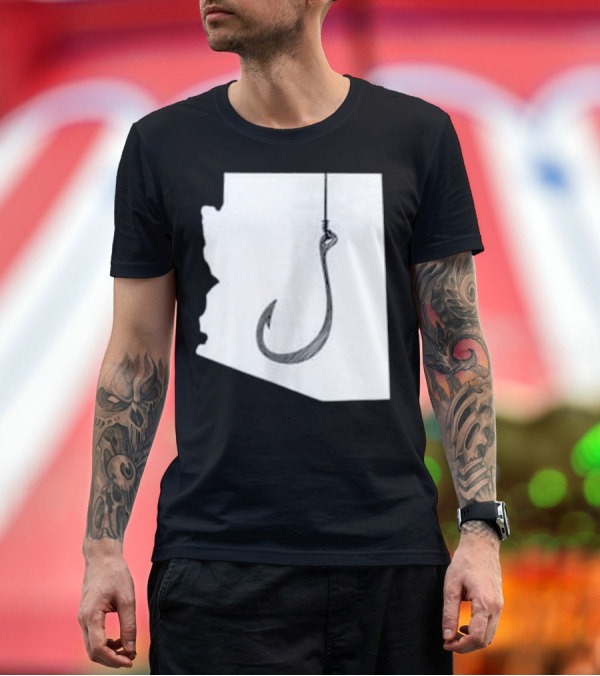 Premium T-Shirt: Arizona Fishing State Novelty Hook T-Shirt Arizona Fishing State Novelty Hook T-Shirt