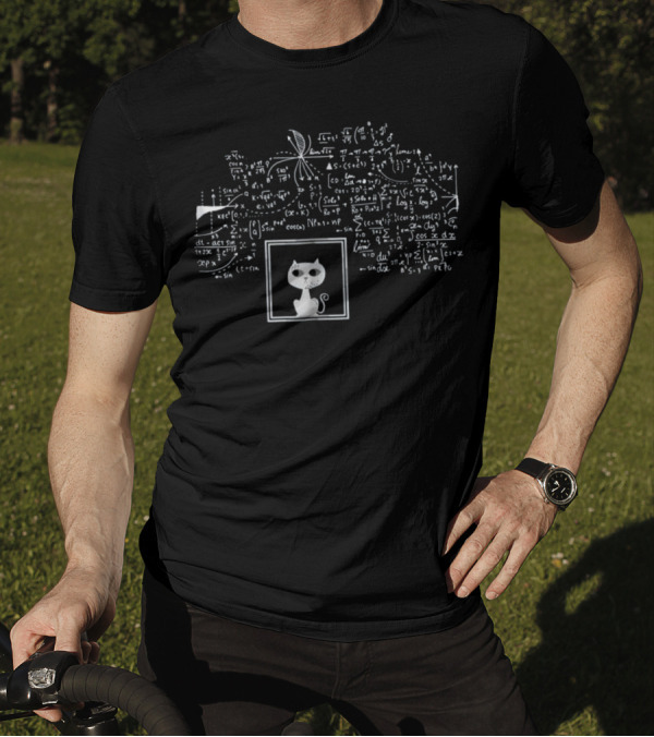 Schrodingers Cat In A Box Funny Science Nerd With Physics Equations T-Shirt