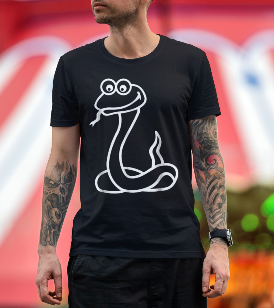 Cute Snake Icon with Smiling Cartoon Face T-Shirt