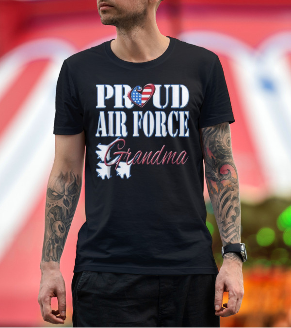 Premium T-Shirt: Proud Air Force Grandma US Heart with Jets T-Shirt Proud Air Force Grandma US Heart with Jets T-Shirt