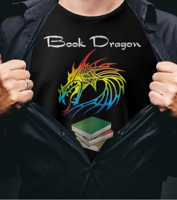 Book Dragon Colorful Reading Lovers' Fantasy T-Shirt