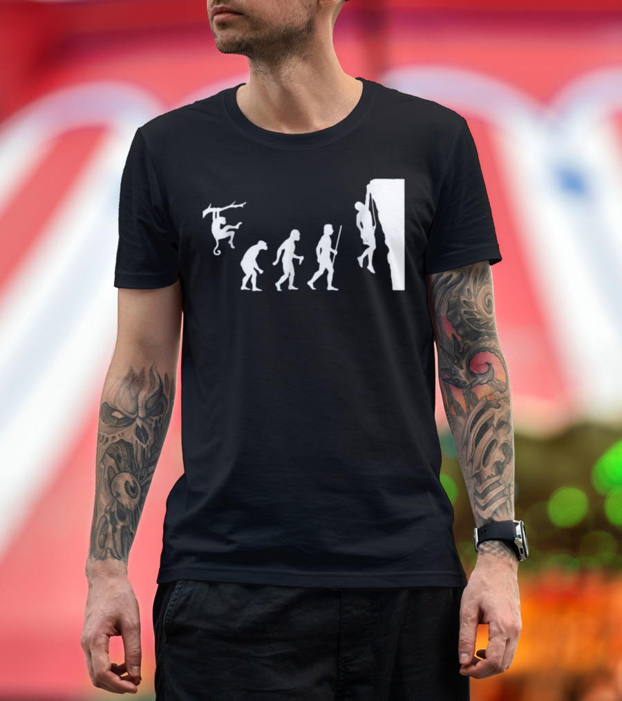 Evolution Of Man Rock Climbing Progression T-Shirt