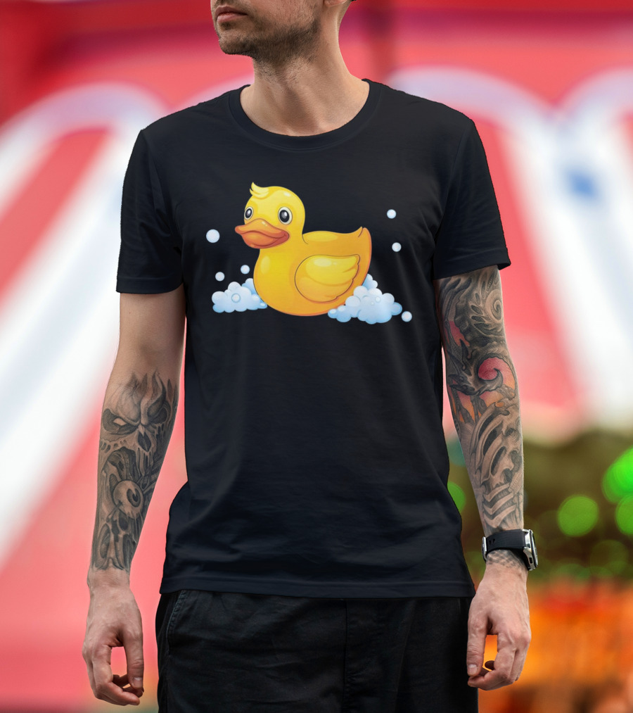 Cute Yellow Rubber Ducky Bubbles Bath Image T-Shirt