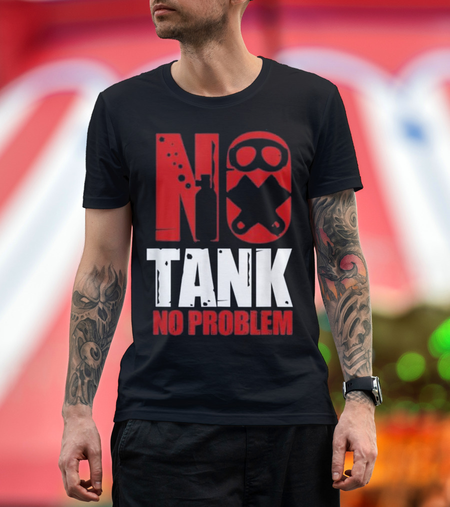 No Tank No Problem Diving Ocean Freediving Mask and Fin Icons T-Shirt