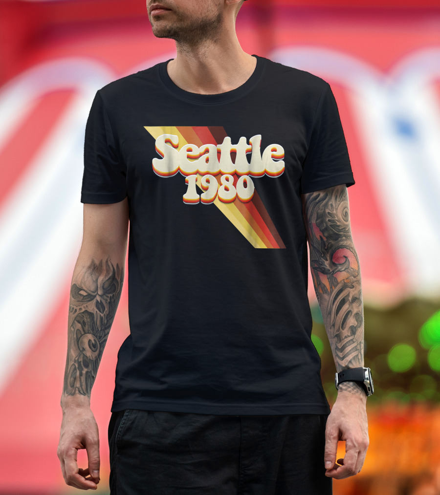 Seattle 1980 Retro 70's 80's Pride Rainbow T-Shirt