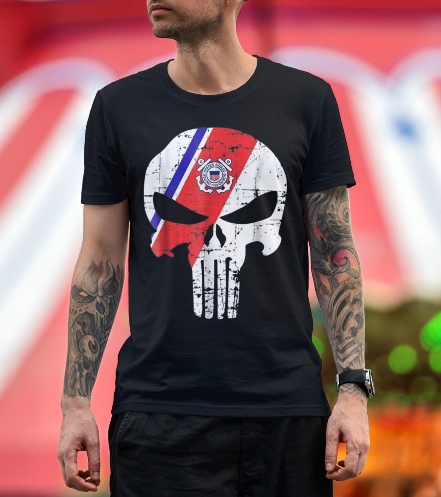 HONOR UNITED STATES COAST GUARD SKULL EMBLEM T-Shirt