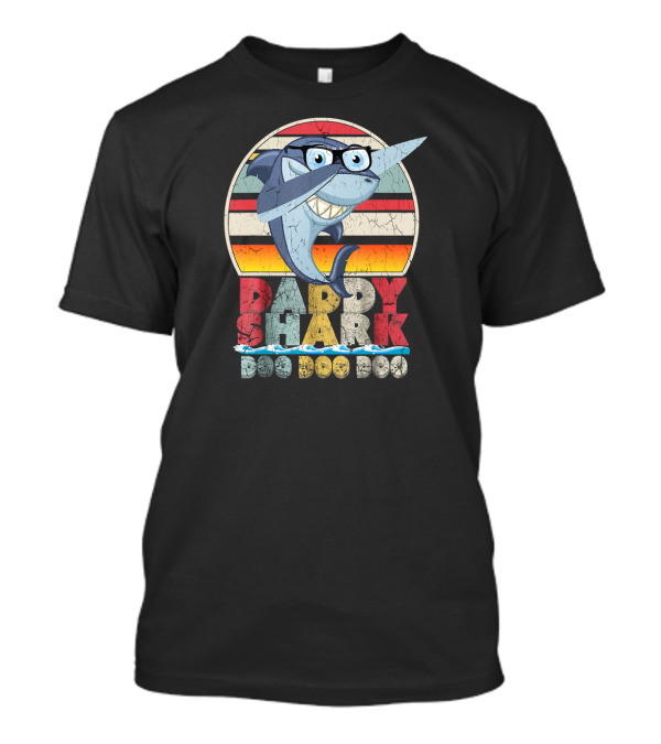 DADDY SHARK DOO DOO DOO Retro Vintage Funny T-Shirt