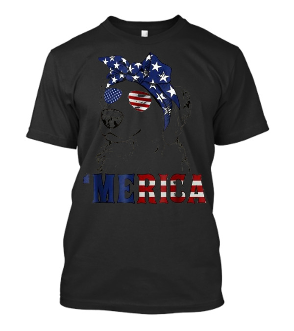 'Merica Patriotic American Flag Golden Retriever With Stars And Stripes Bandana And Sunglasses T-Shirt