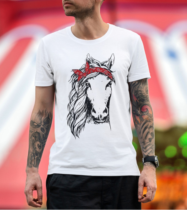 Premium T-Shirt: Horse Bandana for Horseback Riding H Equestrian T-Shirt Horse Bandana for Horseback Riding H Equestrian T-Shirt