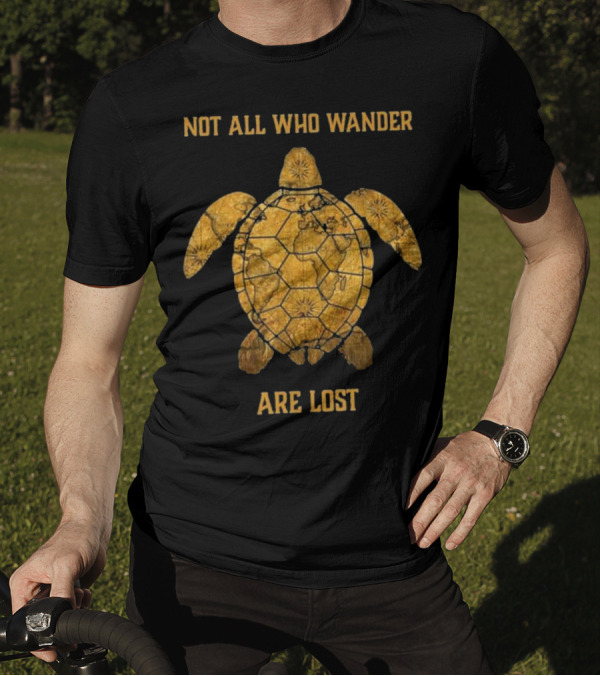 Not All Who Wander Are Lost Turtle World Map T-Shirt