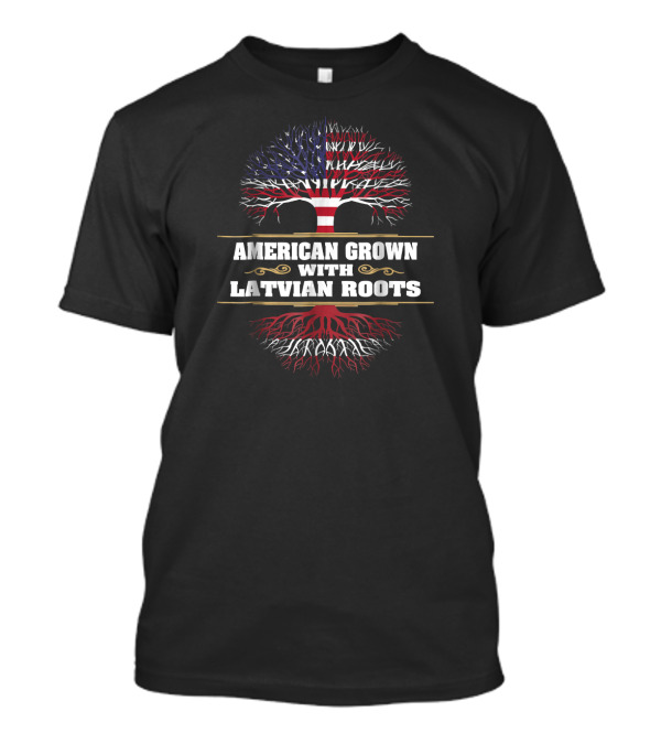 American Grown With Latvian Roots Tree Flag T-Shirt