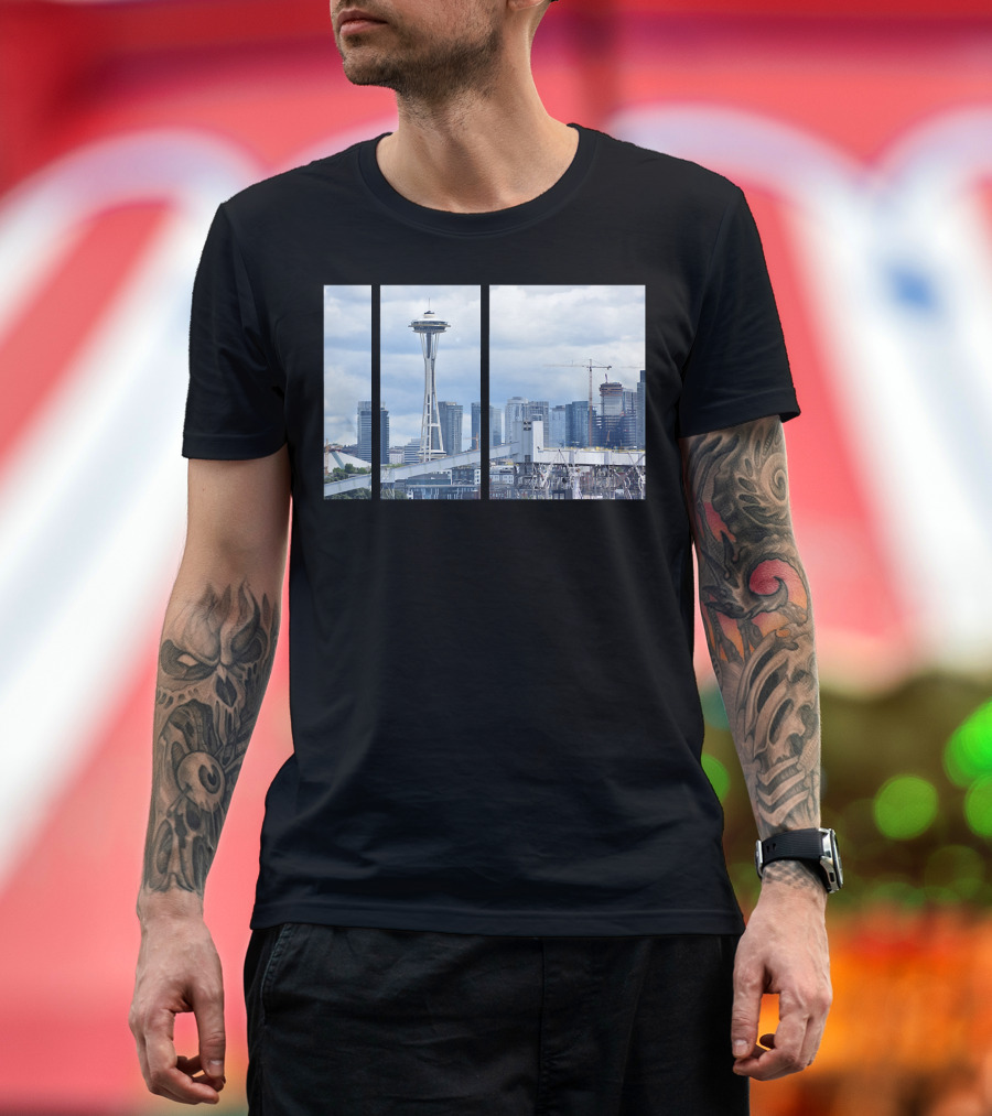 Seattle Space Needle Skyline Modern Photo T-Shirt