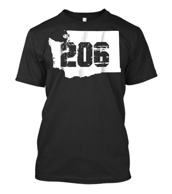 Washington State Map Seattle 206 Area Code T-Shirt