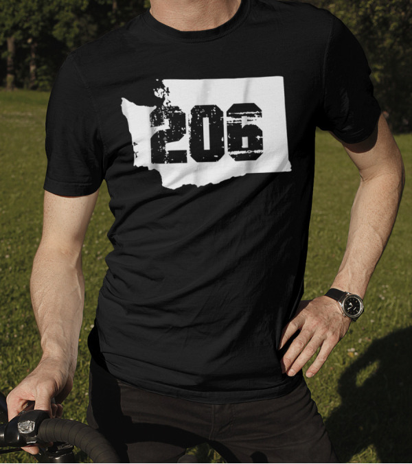 Washington State Map Seattle 206 Area Code T-Shirt