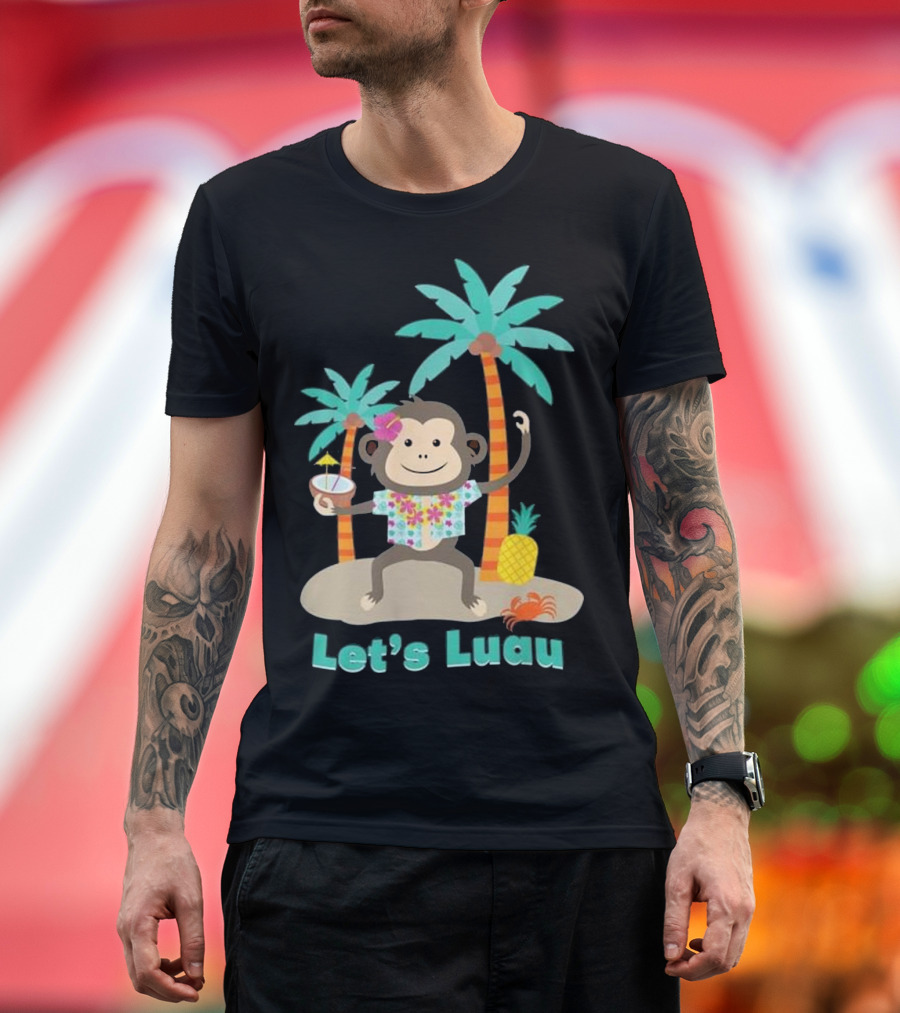 Let's Luau Boy Monkey with Hawaiian Pineapple and Palms T-Shirt