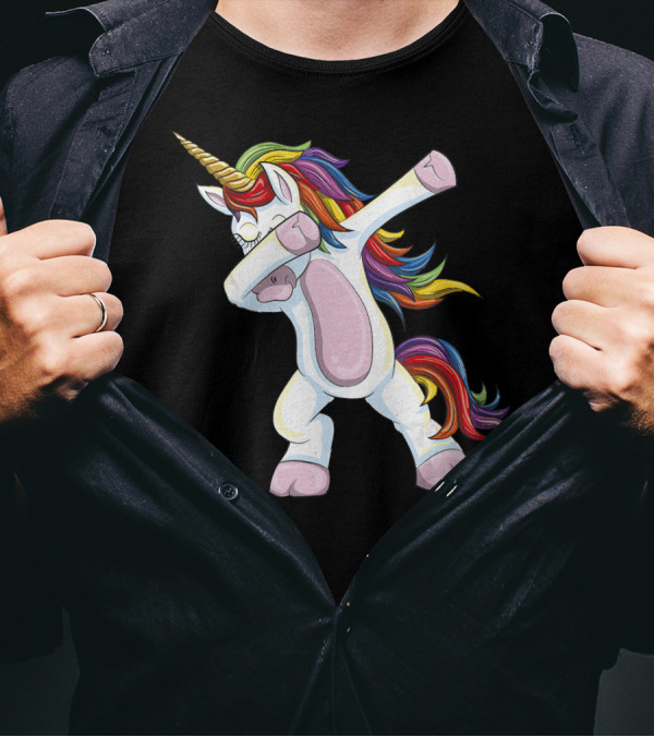 Dabbing Unicorn - Funny Rainbow Dab T T-Shirt