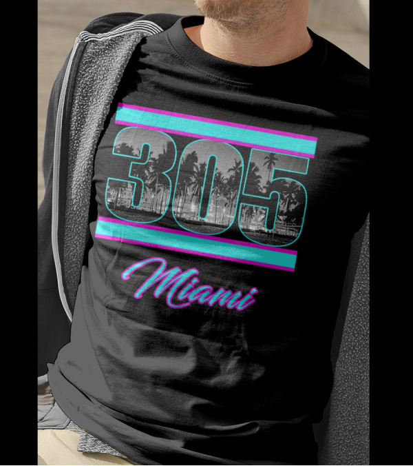 Miami 305 South Beach Retro 80s View T-Shirt