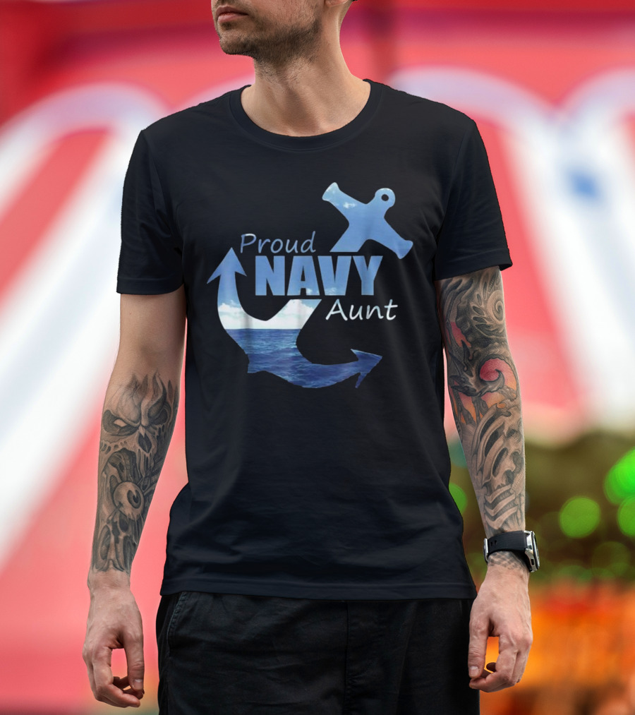 Proud Navy Aunt Anchor Ocean T-Shirt