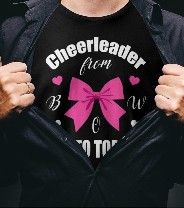 Cheerleader From Bow To Toe With Pink Bow T-Shirt