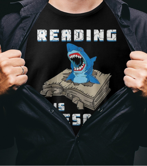 Reading Is Awesome Shark On Book T-Shirt