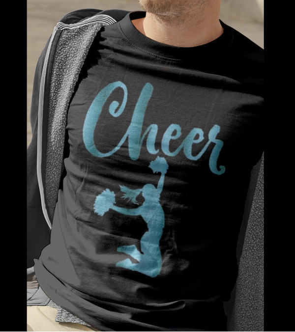Cheerleading Cheer Teal Script With Cheerleader T-Shirt