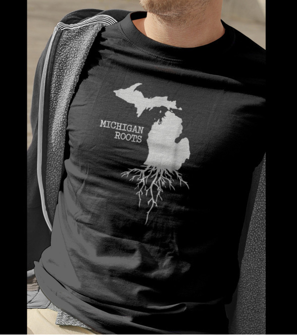 Michigan Roots State Map With Tree Roots T-Shirt