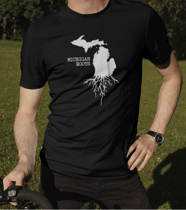 Michigan Roots State Map With Tree Roots T-Shirt