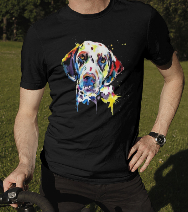 Dalmatian Artistic Funny Dog Breed Colorful Watercolor Dalmati T-Shirt