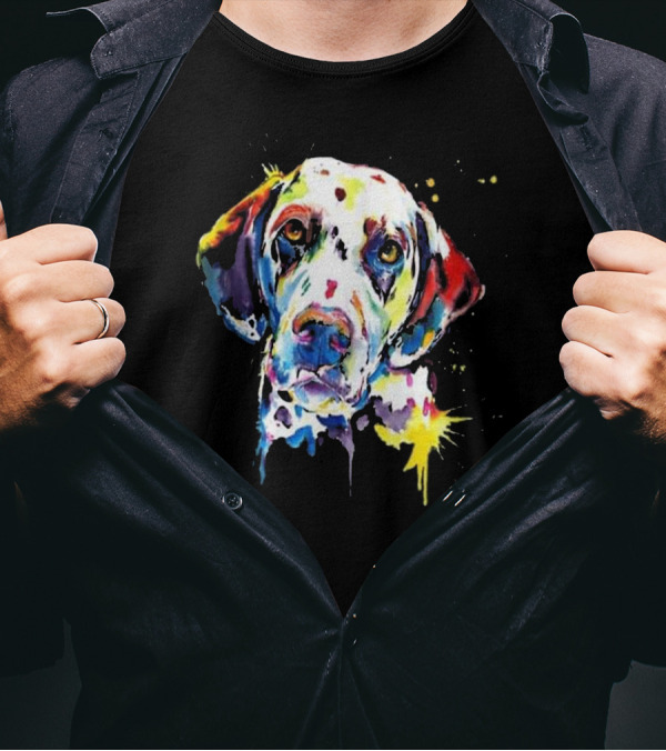 Dalmatian Artistic Funny Dog Breed Colorful Watercolor Dalmati T-Shirt