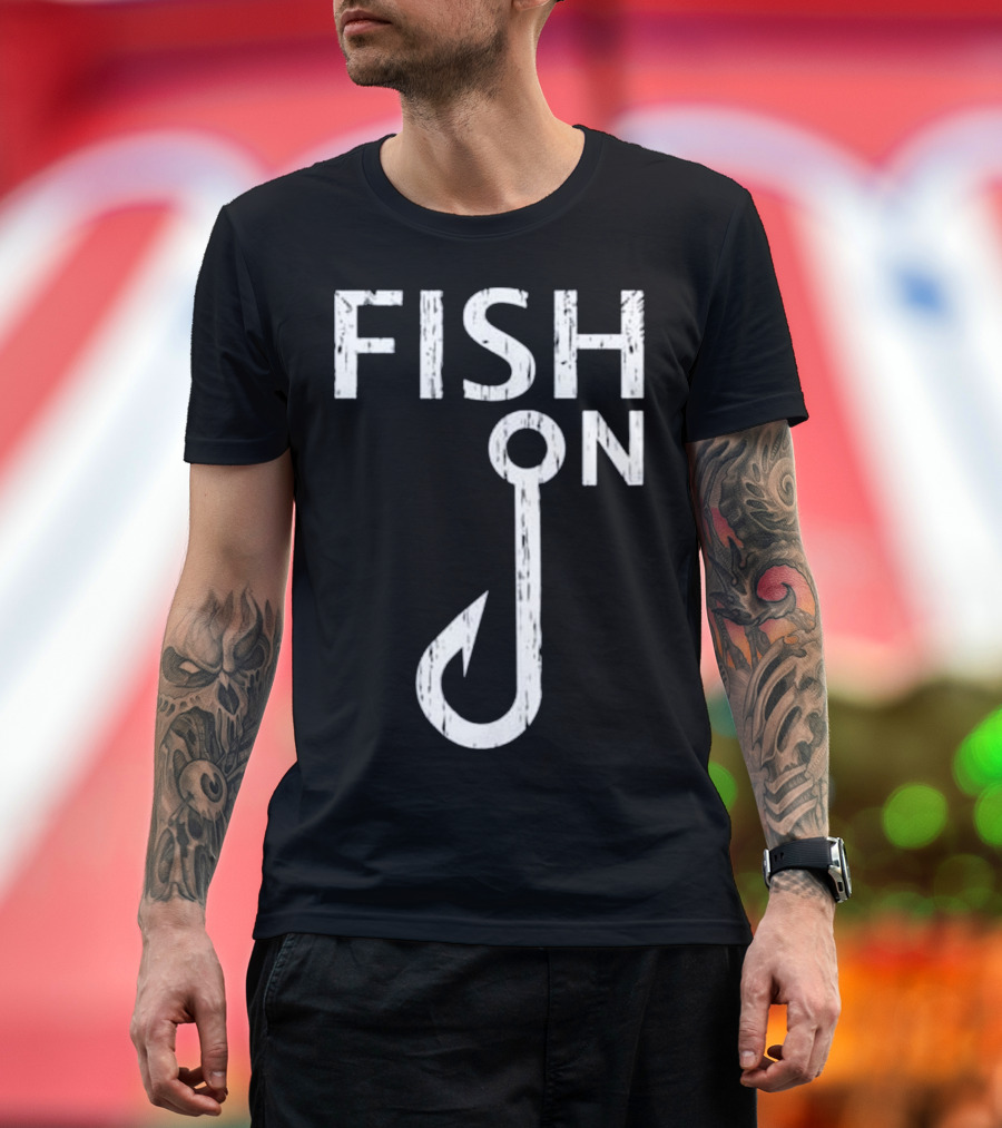 Fish On Hook Vintage Fisherman T-Shirt