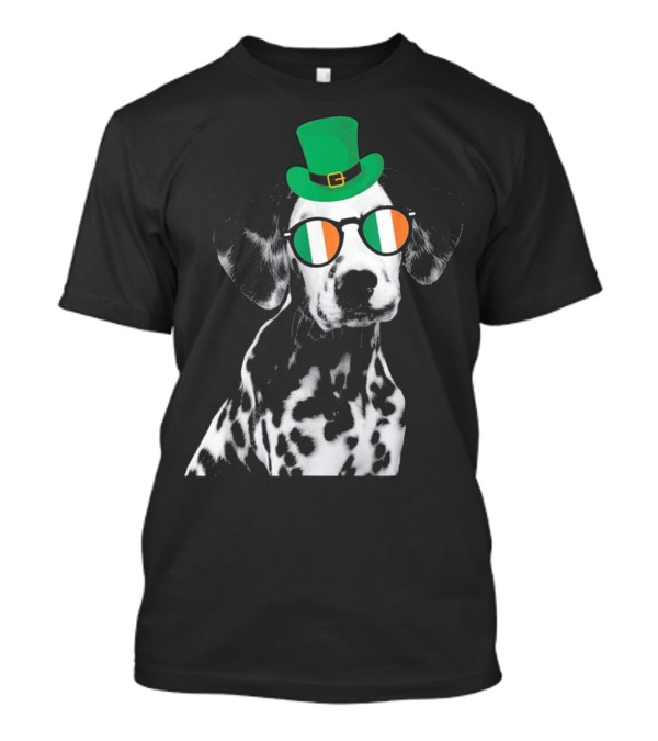 Dalmatian With Irish Hat And Flag Glasses For St. Patrick's Day T-Shirt