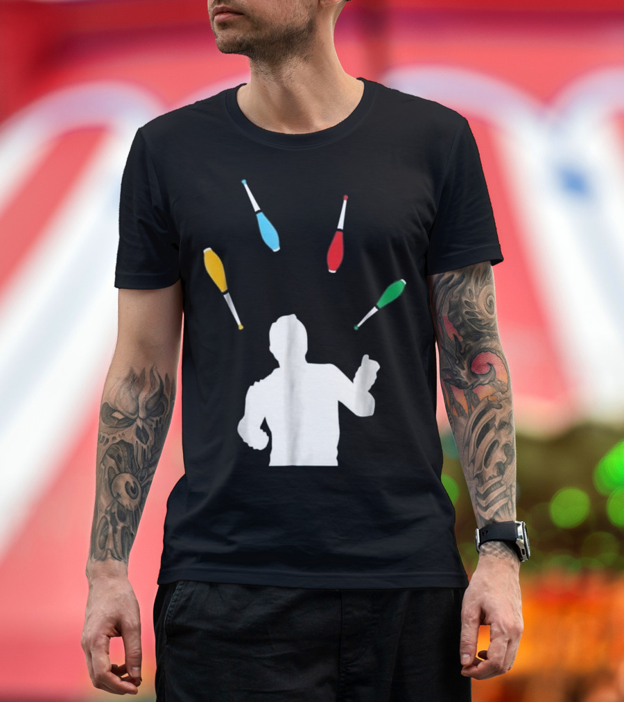 Silhouette Juggler with Colorful Clubs T-Shirt