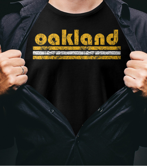 Oakland Three Stripe Textured Vintage T-Shirt