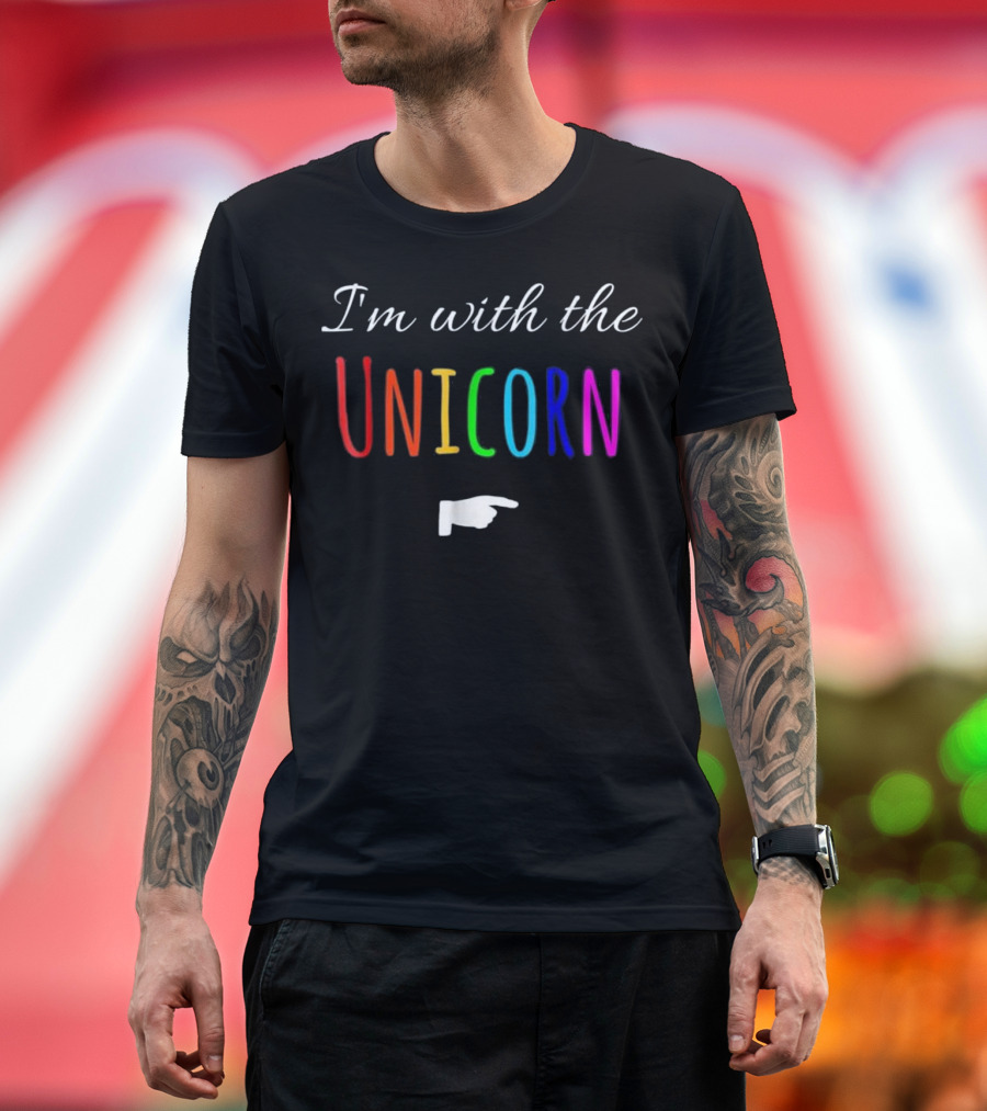 I'm With The Unicorn Rainbow Pointer T-Shirt