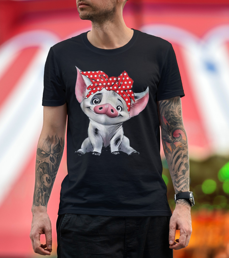 Pua Pig with Red Polka Dot Bandana T-Shirt