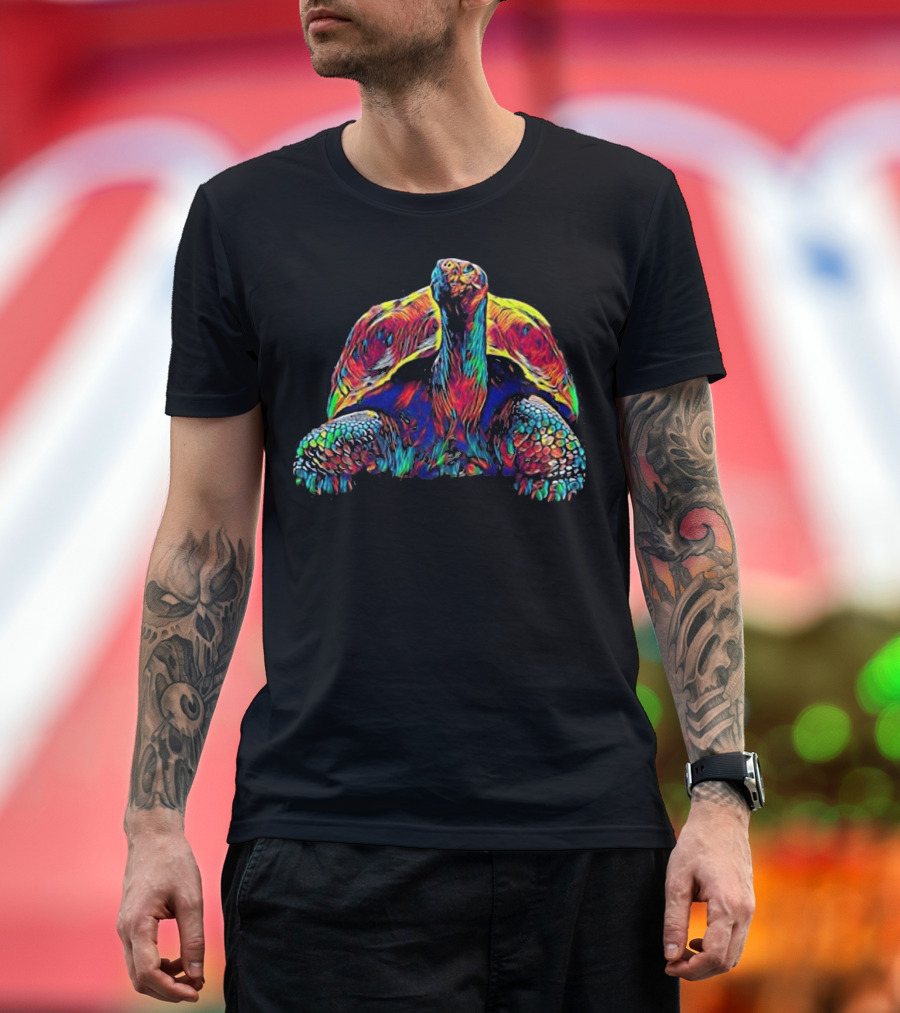Galapagos Turtle Psychedelic Multicolored T-Shirt