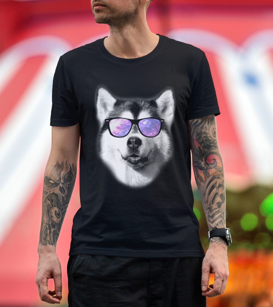 Galaxy Sunglasses Siberian Husky Cool T-Shirt
