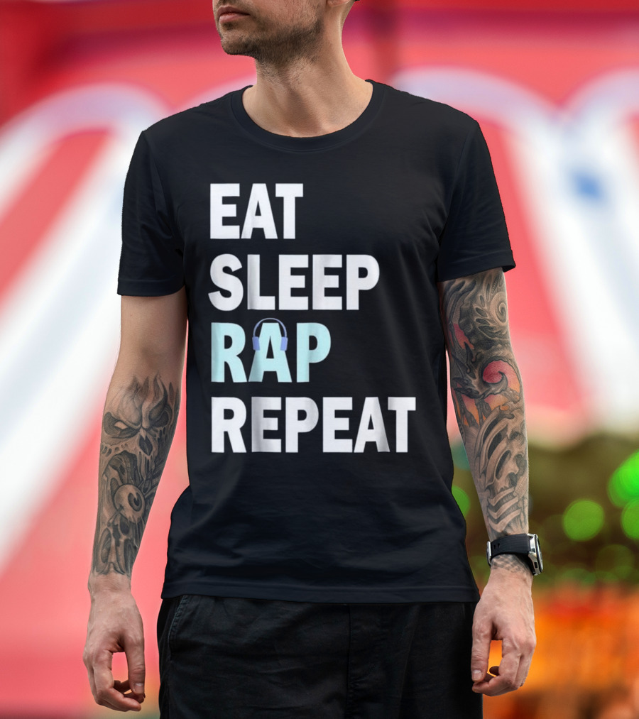 Eat Sleep Rap Repeat Rappers 90s Headphones T-Shirt